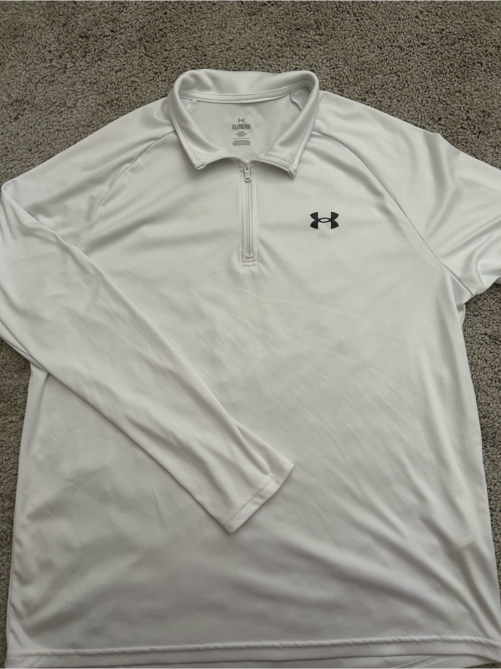 Under Armour Men’s White Long-Sleeve 1/4 Zip Performance Polo